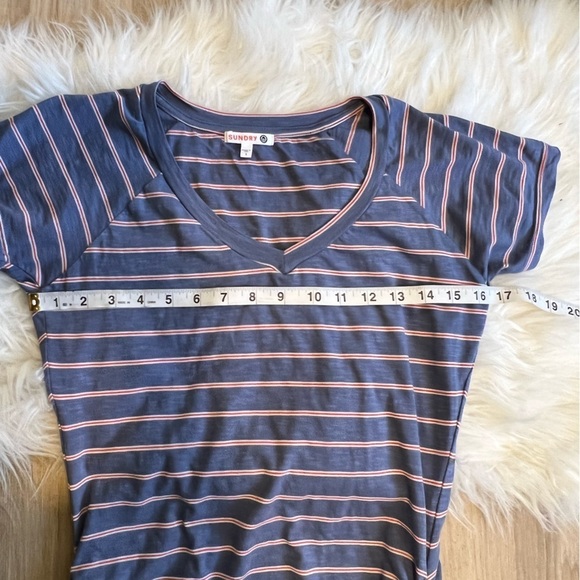 Anthropologie Sundry Striped V Neck Ruched Dress - Picture 8 of 11